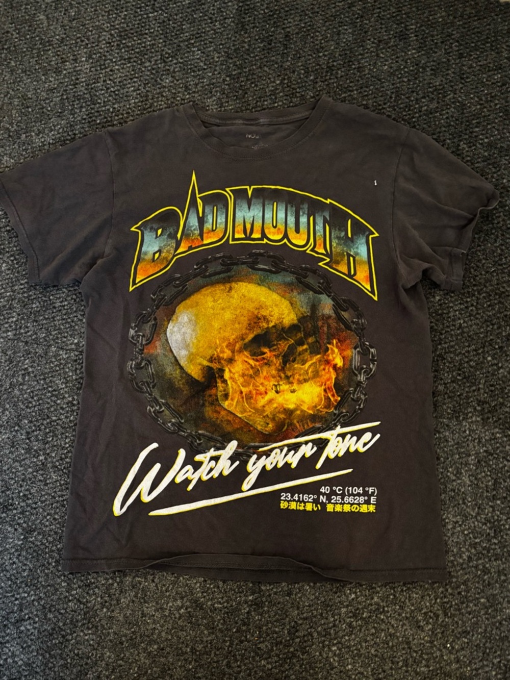 Graphic Short Sleeve Tee - Black with Yellow Skull Print